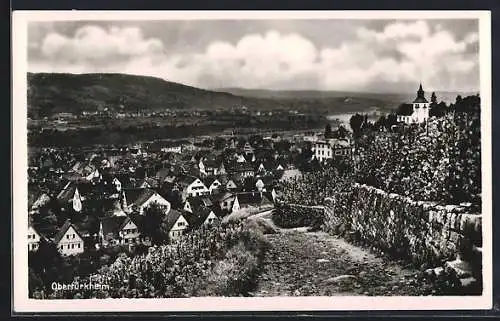 AK Obertürkheim, Ortsansicht von einem Weinberg aus