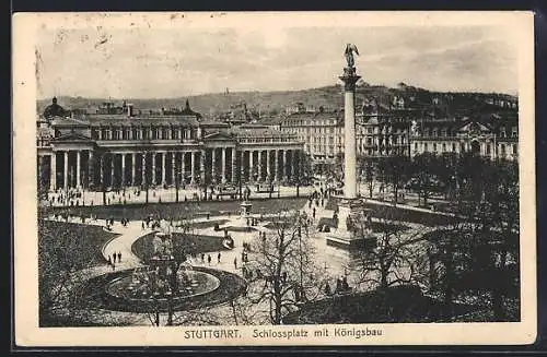 AK Stuttgart, Schlossplatz mit Königsbau aus der Vogelschau