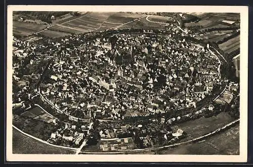 AK Nördlingen, Fliegeraufnahme der Altstadt