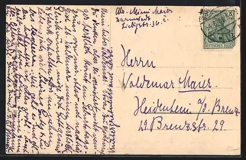 AK Darmstadt, Paradeplatz aus der Vogelschau