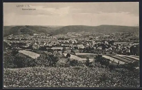 AK Lahr i. B., Gesamtansicht von einen Berg aus