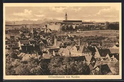 AK Ochsenhausen, Teilansicht mit Kirche von Norden