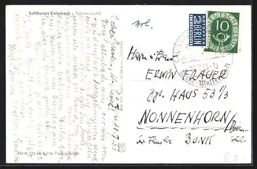 AK Calmbach i. Schwarzwald, Totalansicht von einen Berg aus