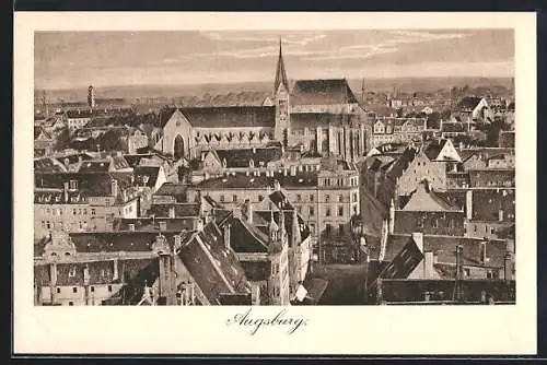 AK Augsburg, Stadtansicht aus der Vogelschau