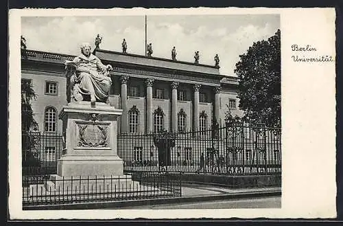 AK Berlin, Universität und Humboldt-Denkmal