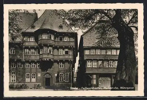 AK Goslar, Marktstrasse und Münzgasse mit Fachwerkbauten