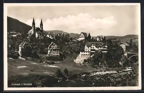 AK Forbach i. Murgtal, Ortsansicht über den Fluss