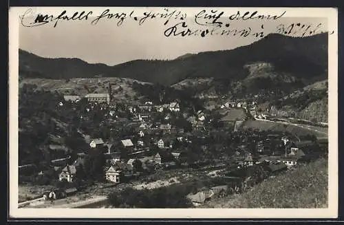 AK Forbach-Gausbach im Murgtal, Totalansicht von einen Berg aus