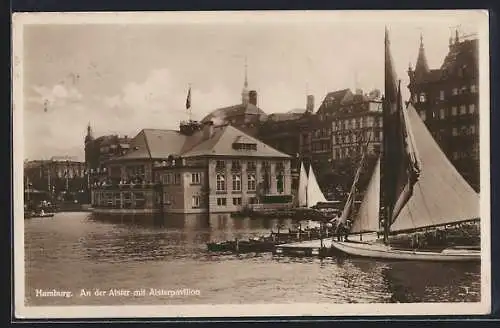 AK Hamburg-Neustadt, Partie an der Alster mit Alsterpavillon