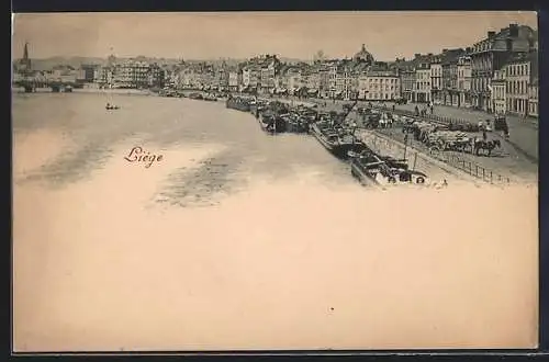 AK Liege, Uferpartie, Um 1900