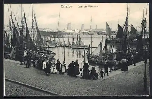 AK Ostende, Quai des Pecheurs