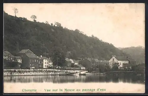 AK Cheratte, Vue sur la Meuse au passage d`eau