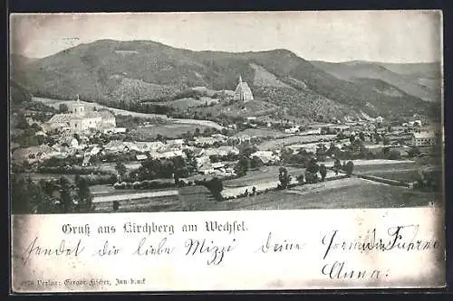 AK Kirchberg am Wechsel, Gesamtansicht aus der Vogelschau