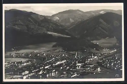 AK Leoben, Totalansicht von einen Berg aus