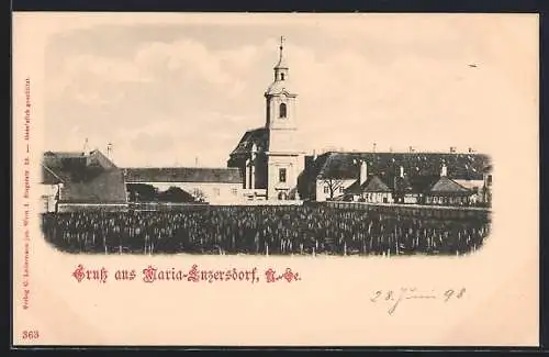 AK Maria-Enzersdorf /N.-Oe., Teilansicht mit Kirche