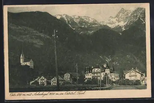 AK Oetz /Tirol, Ortsansicht mit Acherkogel im Oetztal