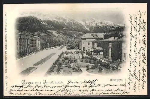 AK Innsbruck, Rennplatz aus der Vogelschau