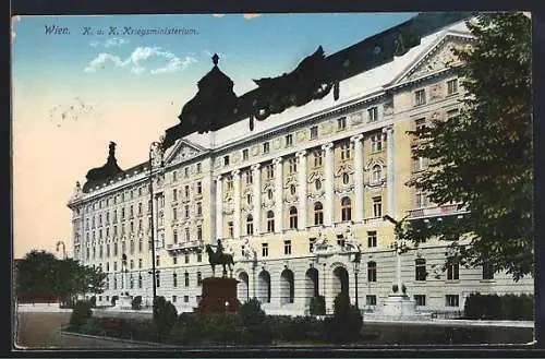 AK Wien, Reiterdenkmal vor dem K. und K. Kriegsministerium