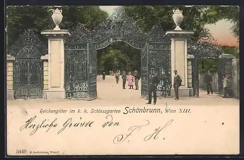 AK Wien-Schönbrunn, Reichengitter im k. k. Schlossgarten