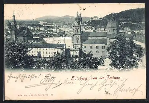 AK Salzburg, Stadtansicht von der Festung