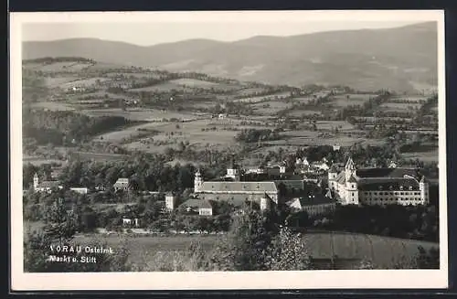 AK Vorau /Oststmk., Markt und Stift von einen Berg aus