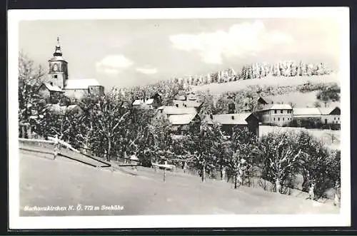 AK Hochneukirchen /N. Ö., Ortsansicht im Schnee