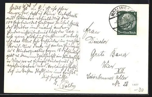 AK Hinterbrühl bei Mödling, Totalansicht von einen Berg aus