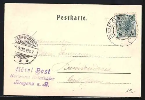 AK Hohen-Bregenz, Ortsansicht mit dem Pfänder