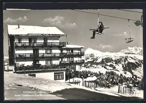 AK Kitzbühel-Hahnenkamm, Hotel Ehrenbachhöhe mit Kitzbüheler Horn