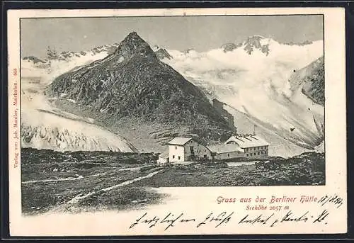 AK Berliner Hütte, Berghütte mit Gletscher