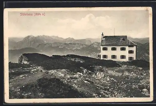 AK Stöhrhaus, Berghütte mit Gebirgspanorama