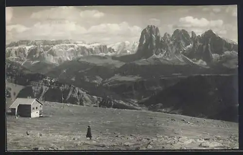 AK Raschötz-Haus /Gröden, Berghütte mit Alpenpanorama