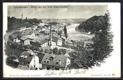 AK Schaffhausen, Blick über die Stadt von der Villa Charlottenfels