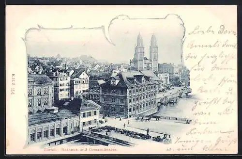 AK Zürich, Rathaus und Grossmünster