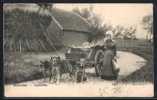 AK Bruxelles, Laitiere, belgische Milchfrau mit ihrem Hundegespann