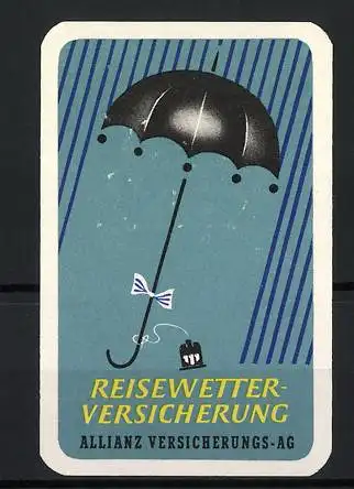 Reklamemarke Allianz Reisewetter-Versicherung, Regenschirm