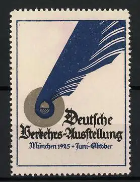 Reklamemarke München, Deutsche Verkehrs-Ausstellung 1925, Feder und Zahnrad