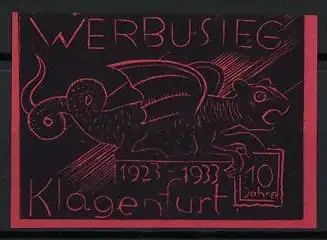 Reklamemarke Klagenfurt, Werbustieg 1923-1933, geflügelter Lindwurm