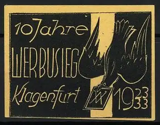 Reklamemarke Klagenfurt, 10 Jahre Werbusieg, Brieftaube 1923-1933