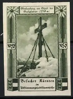 Reklamemarke Kärnten, Besuchet Kärnten, Gipfelkreuz am Grossglockner (3798 m), 1920-1930