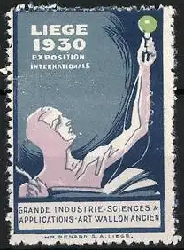 Reklamemarke Lüttich, Exposition Internationale 1930, Wissenschaft und Industrie