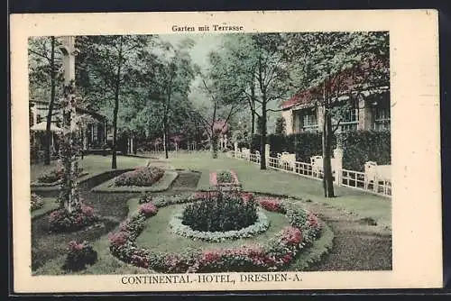 AK Dresden, Continental-Hotel, Garten mit Terrasse