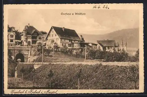 AK Gausbach i. Murgtal, Teilansicht mit Gasthaus zum Waldhorn