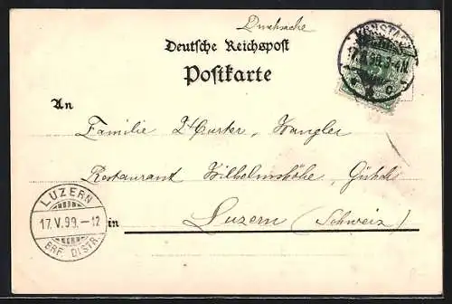 Lithographie Konstanz, Dampfschiff Kaiser Wilhelm, Rathaus und Münster