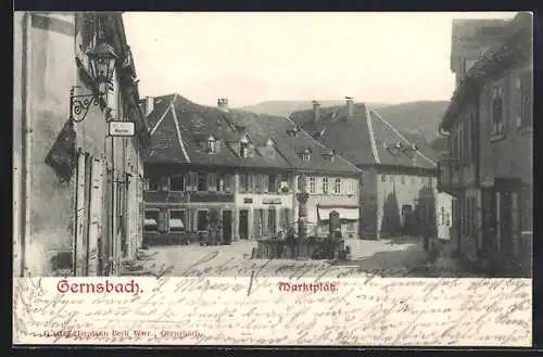 AK Gernsbach, Marktplatz mit Brunnen