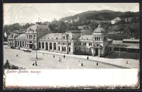 AK Baden-Baden, Blick auf den Bahnhof