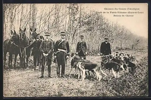 AK Chasses du Comte d`Andigné, Relais de Chiens