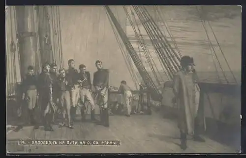 AK Napoleon auf dem Deck eines Segelschiffes