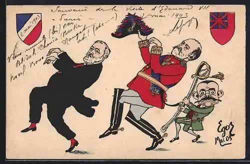 Künstler-AK Edward VII. und Loubet, Karikaturen