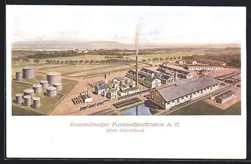 AK Korneuburg, Mineralölraffinerie A. G., Werk aus der Vogelschau